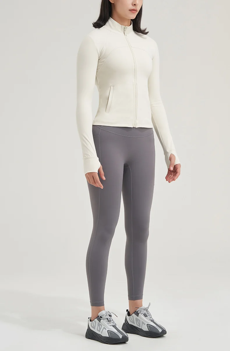 TRY TO BN Yoga Long Sleeve Coat Zipper Loose Sports Tops Breathable Sunscreen T Shirt Workout Women Running Gym Clothing Fitness