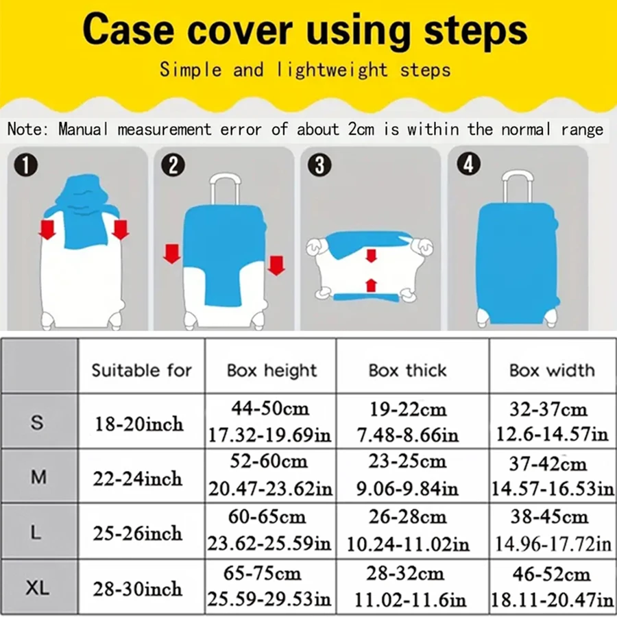 Map Design Luggage Protection Cover+Straps Thickened Wear-Resistant Polyester Fiber Dust Cover Travel Accessories