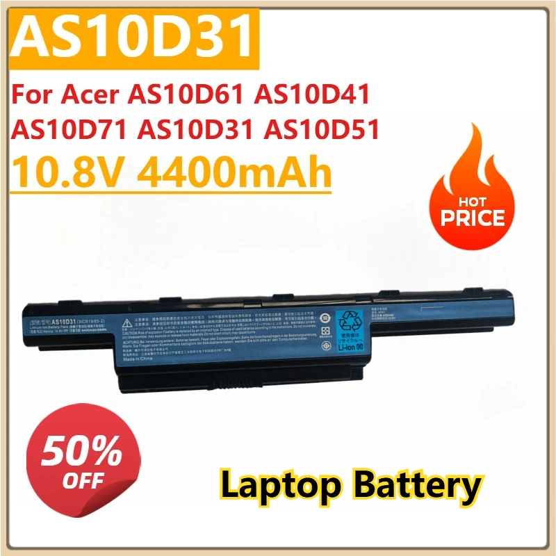 

New Replacement Laptop Battery AS10D31 10.8V 4400mAh For Acer AS10D61 AS10D41 AS10D71 AS10D31 AS10D51 AS10D81 AS10D75 Li-Polymer