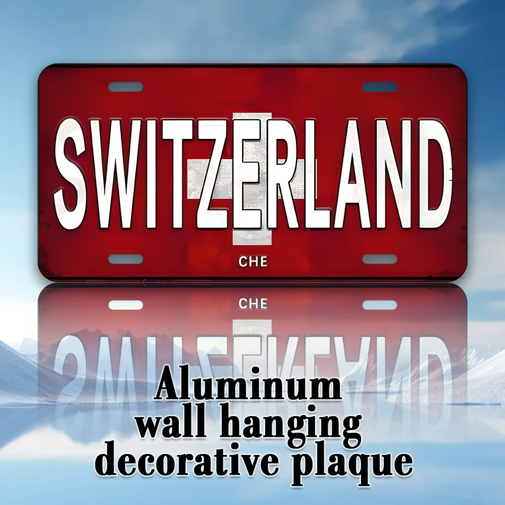 2D Flat ,2D Plane Retro Swiss Flag Wooden Wall Decoration, Printed with Swiss Emblem And 