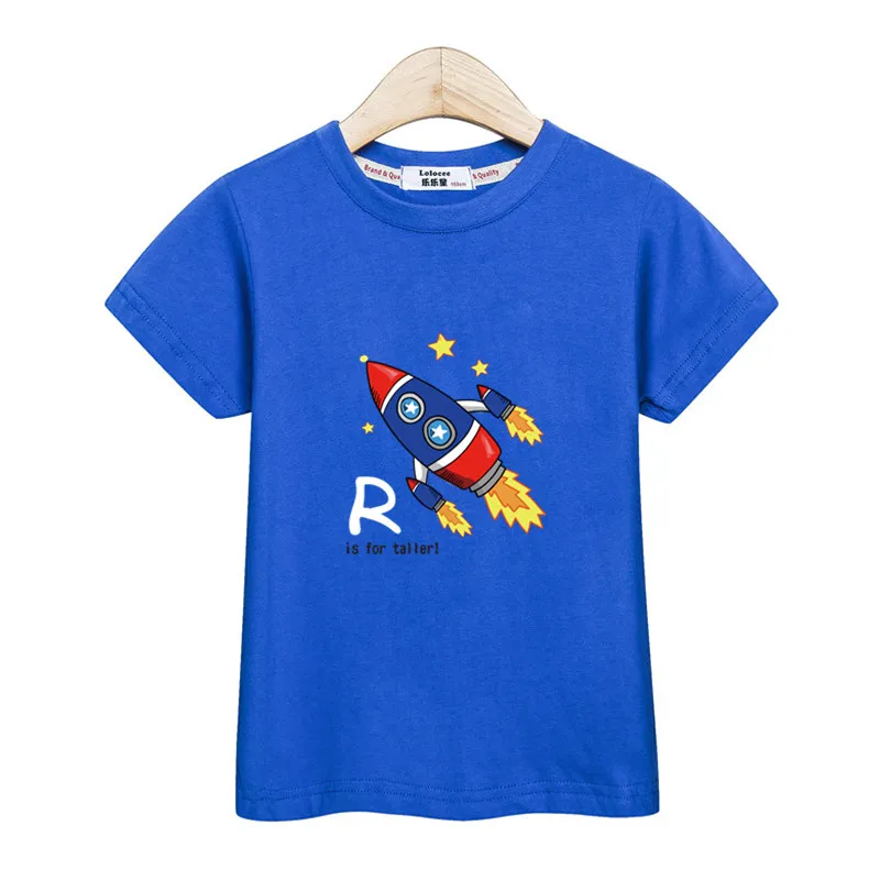 2024 Boys Short Sleeved T-shirt New Space Rocket Cartoon Clothing Baby Kids Summer Shirt Tops 3-14T