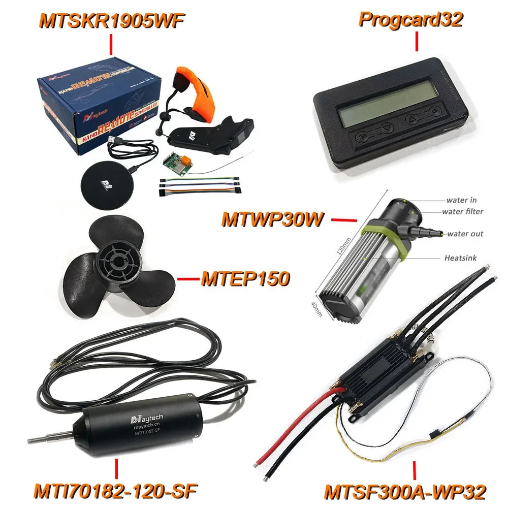 

MAYRC DIY Waterproof Kit 300A 14S 32BIT ESC 120KV 70182 Motor with Propeller and 30W 12V Water pump for Electric Hydrofoil