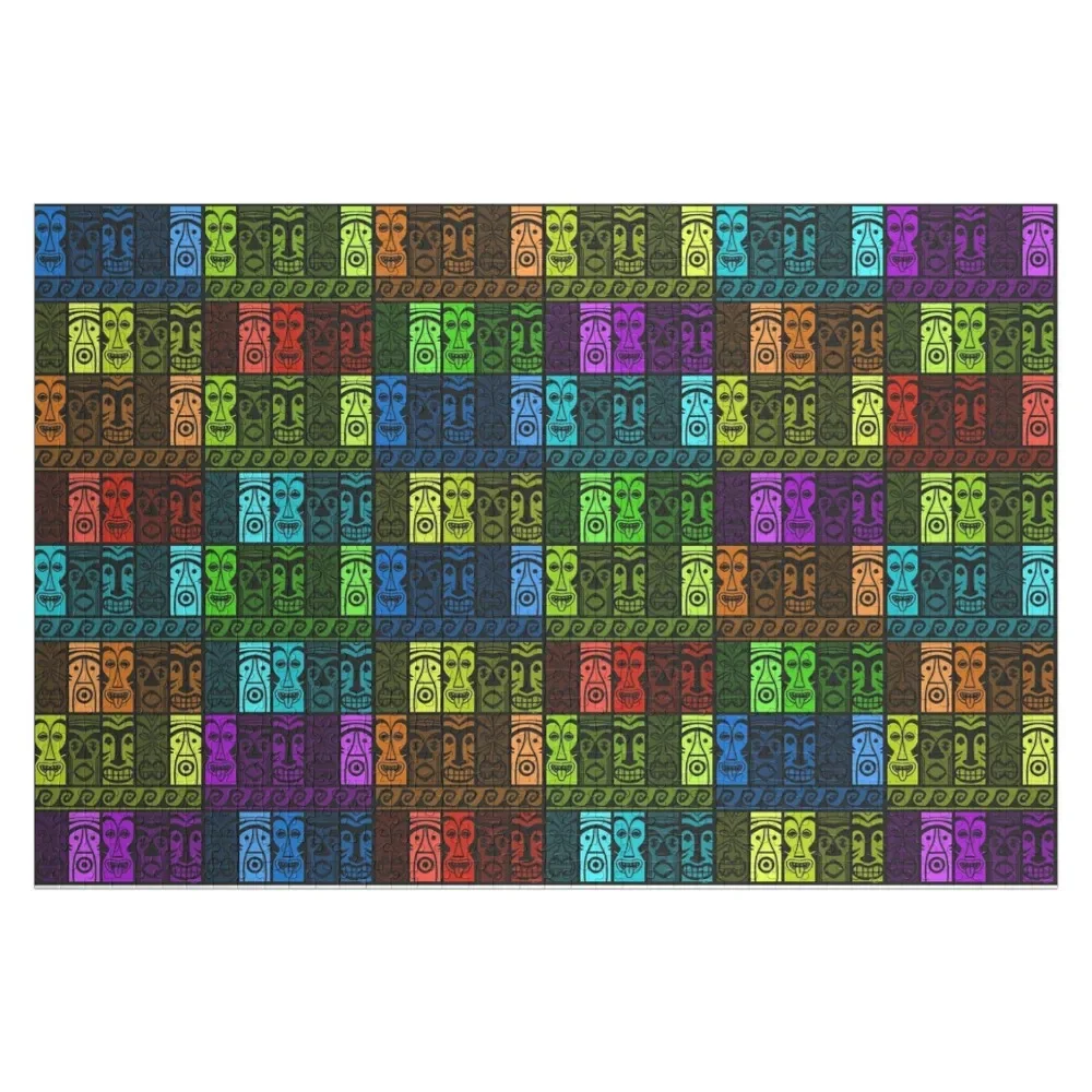 

Colorful Rainbow of Tikis Jigsaw Puzzle Customs With Photo Adult Wooden Puzzle