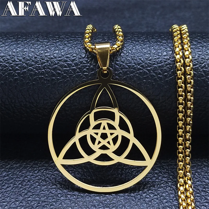 Gold Personalized Geometric Combination Pattern Pendant Necklace Hip Hop Style Stainless Steel Necklace Unisex Fashion Jewelry