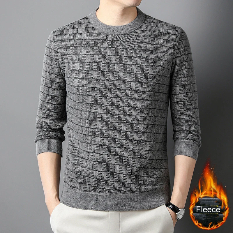 

Korean Fashion Winter Sweater Men Warm Casual Vintage Style Sweater O-Neck Pullover 2024 Winter Men Solid Cotton Sweaters