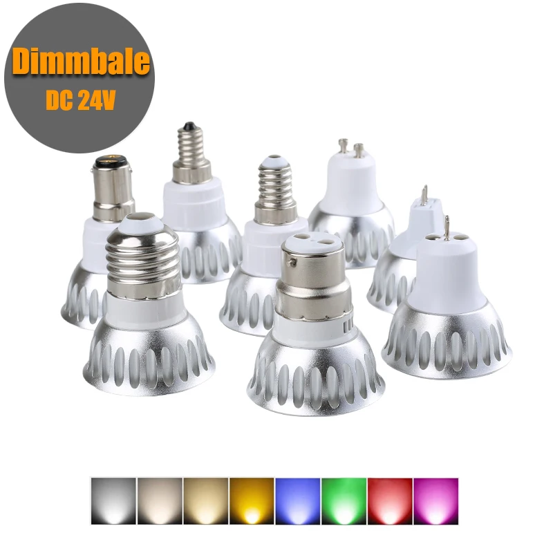 Dimmable LED Spotlight GU10 GU5.3 E12 E14 B22 MR16 DC 24V 10W High Lumen White Light Replace 50W Halogen lamp Red Green Blue