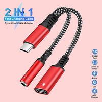 muti color USB cable to 3.5mm Headphone and Charger Adapter 2-in-1 USB C to AUX Audio Jack Dongle Cable For Fast Samsung 13cm