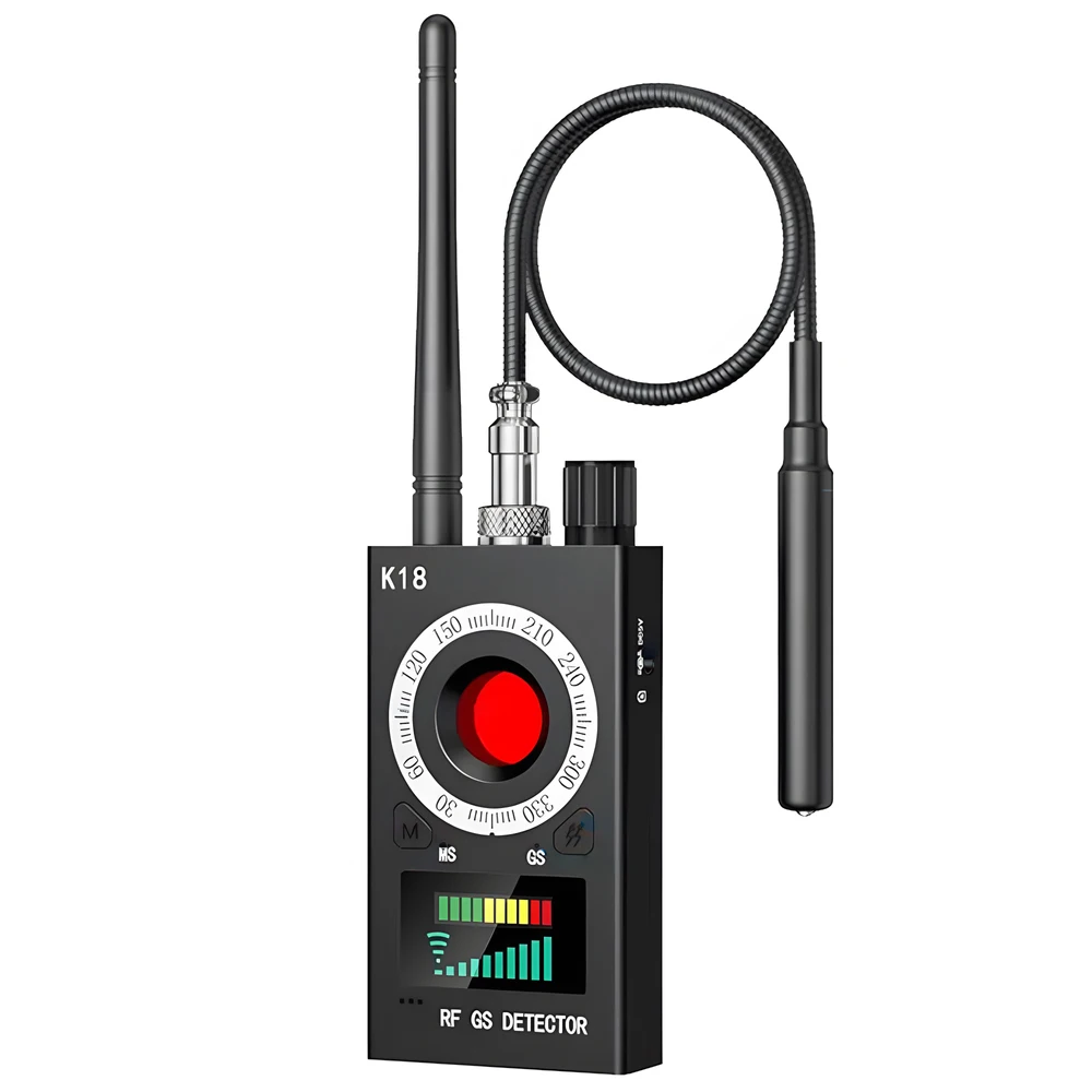 Detector de cámara antiespía K18, dispositivos de insectos, buscador de escuchas telefónicas, lente de señal GPS, rastreador espía RF, detección multifunción