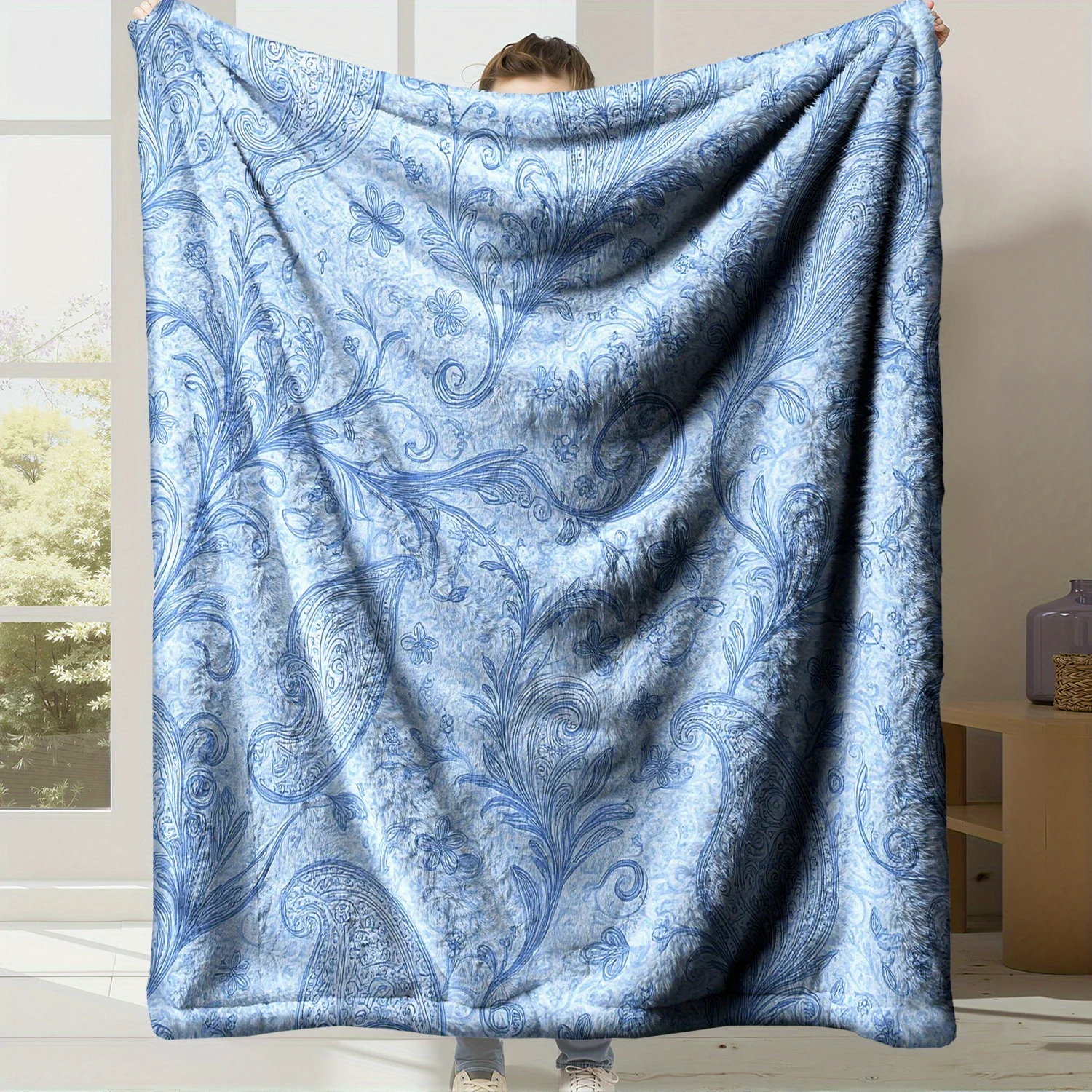 Throw Blanket Elegant Damask Style Pattern Large Lightweight Cover For Couch Bed And Sophisticated Home Accent