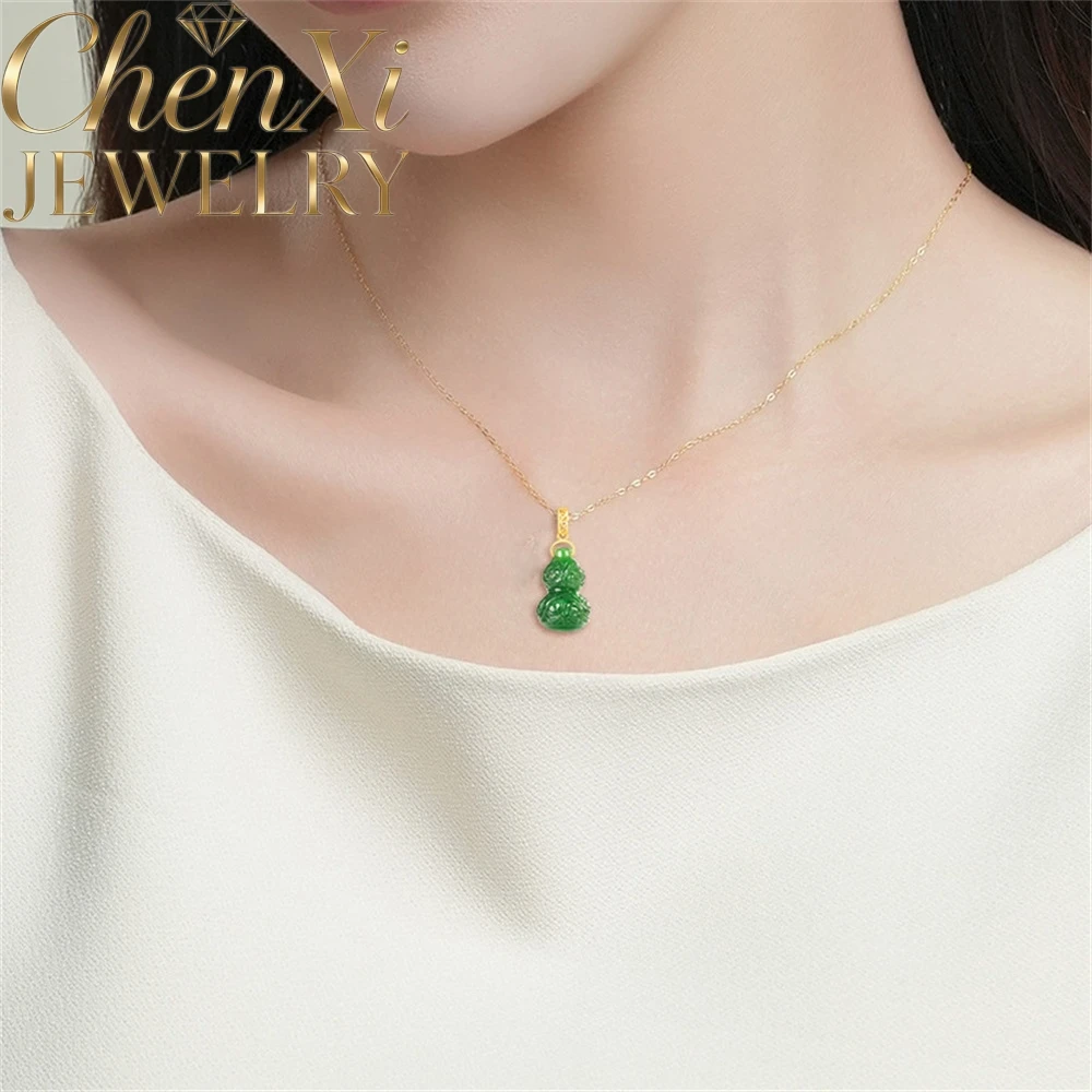

Natural Spinach Green Base Hetian Jasper Jade S925 Silver Gourd Genuine Pendant Exquisite Fine Jewelry Gifts Fashion Charms