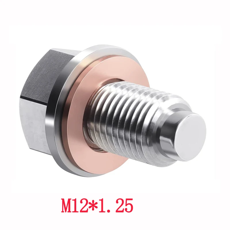 Magnetic Oil Drain Plug M12x1.5 Neodymium Magnet Stainless Steel Bolt with 5 Cooper Washer