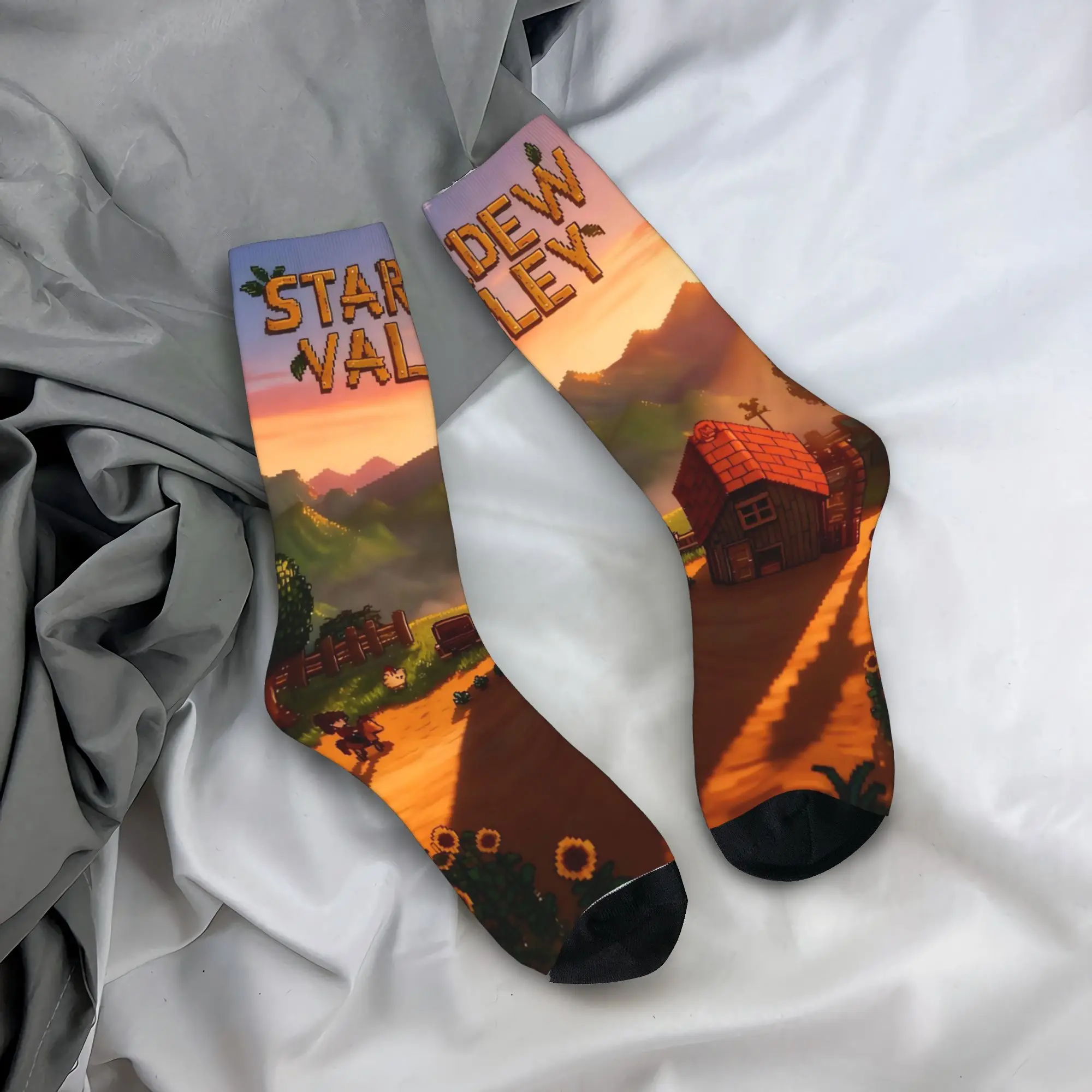 

Чулки с курицей Stardew Valley, дизайнерские забавные носки, осенние нескользящие носки, мужские уличные мягкие носки