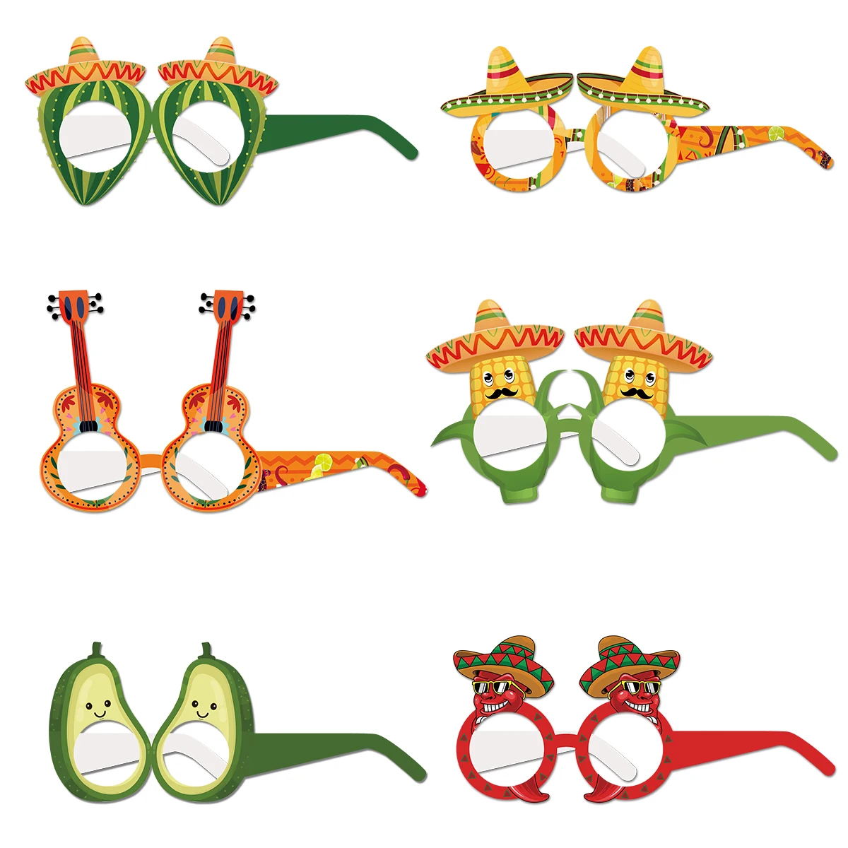 1set Mexican Theme Decorations Headbands Glasses Party Fiesta Eyeglasses Cinco De Mayo Photo Props Party Decor DIY Supplies