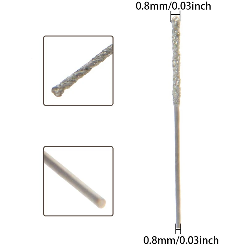 20Pcs 0.8Mm Diamond Coated Tipped Tip Twist Drill Bit For Glass Jewelry Stone Tile