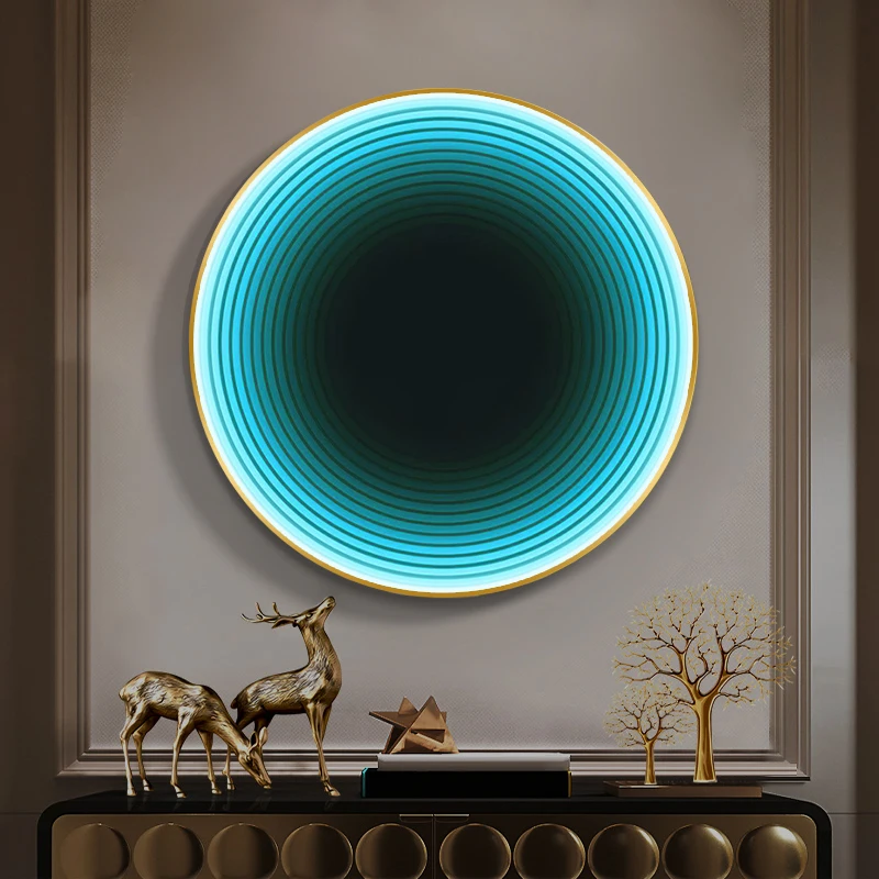 Colorful Circular Luminous Painting Wall Lamps Entrance Decoration Living Room Sofa Background Wall Hanging Painting LED Sconces