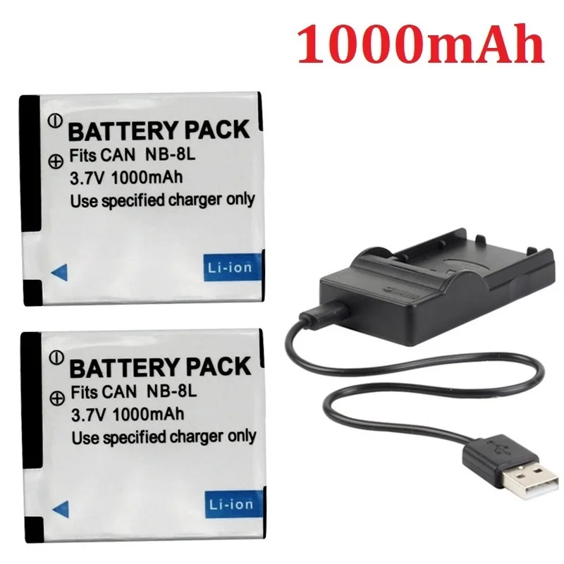 

Camera Battery with Charger NB 8L NB8L nb-8l For Canon PowerShot A3300 A3200 A3100 A3000 A2200 A1200 IS Batteries Accessories