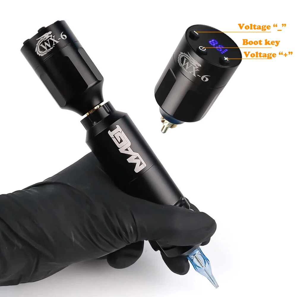 Mini Wireless Tattoo Power Bank Portable 1300mAh Rechargeable RCA/DC Tattoo Pen Adapter Motor Machine with On/off Control 1 Pcs