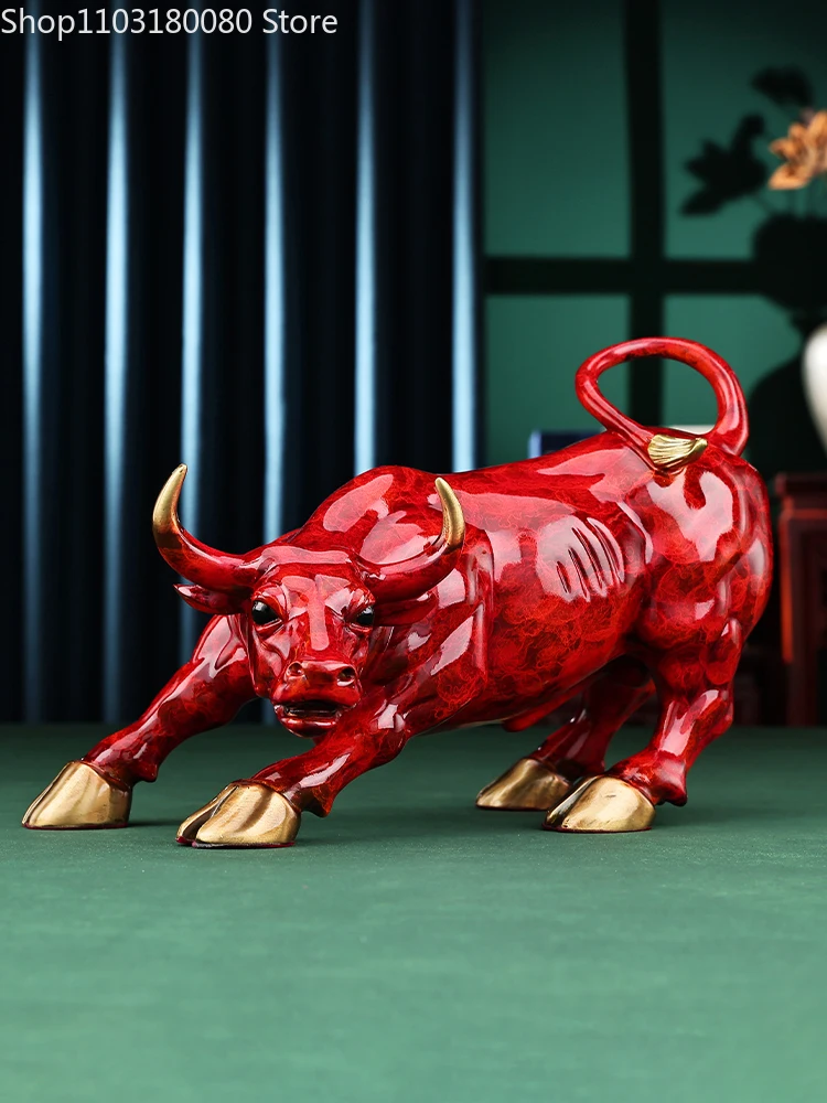 Copper Brass Wall Street Bull OX Statue Wangshi Cow statue Fengshui decor For Home Office Large size,21cm,25cm,42cm,62cm