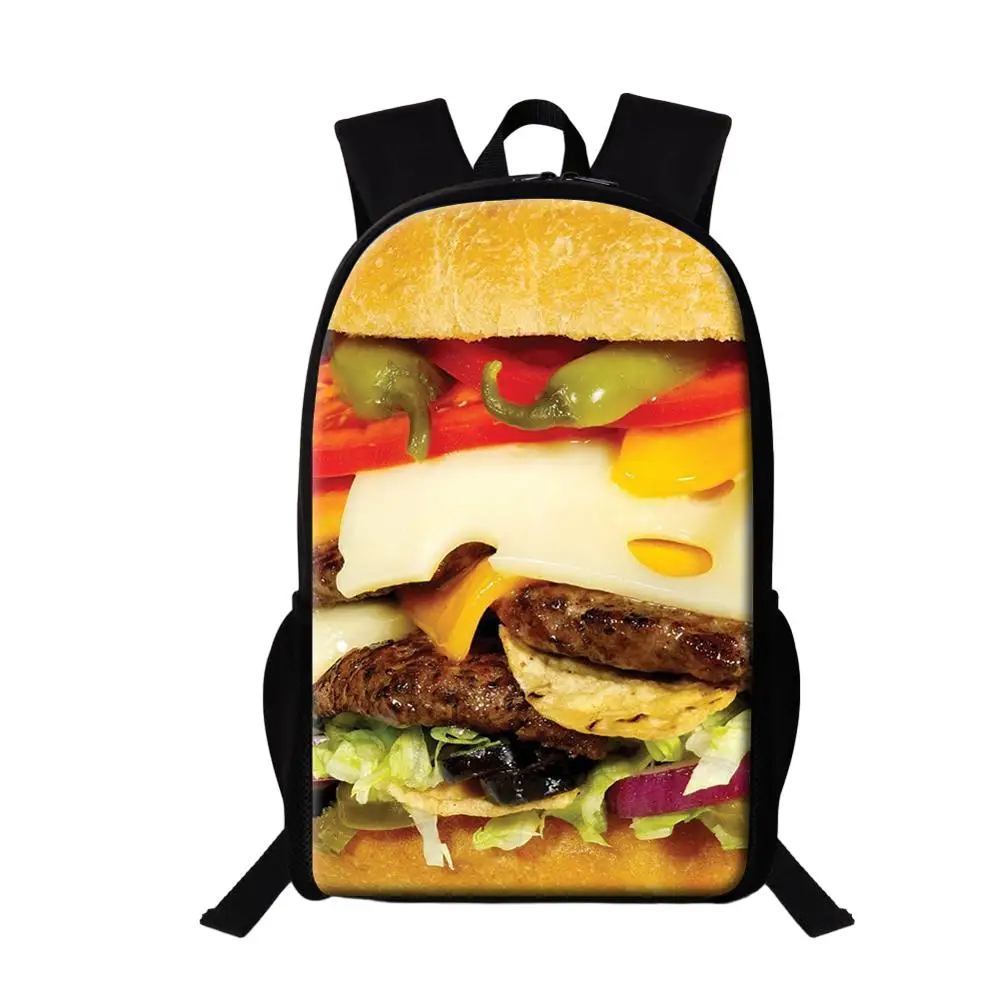 Mochila multifuncional con estampado de hamburguesa para Niño, Niña y Adolescente, mochila escolar para jardín de infantes, Cola, Pizza, hamburguesa