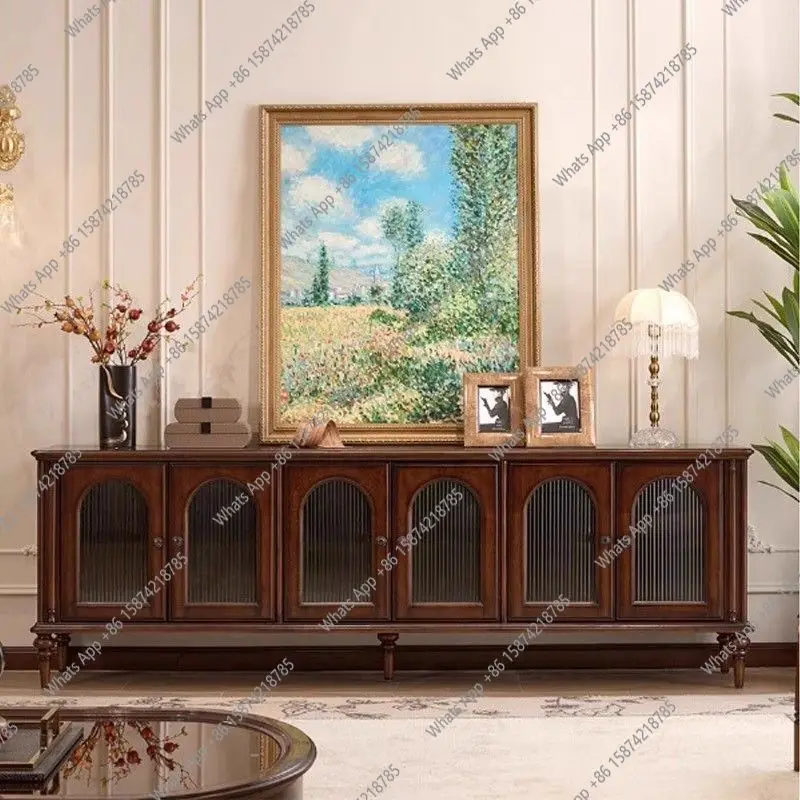

Medieval all-solid wood TV cabinet American retro storage cabinet Locker French floor-to-ceiling audio-visual TV