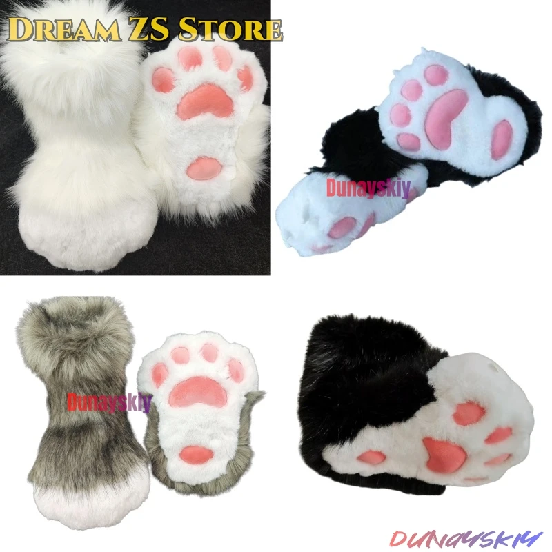 

Fursuit Cosplay Paw Shoes Furry Cosplay Kig Boots Cute Fluffy Animal Shoes