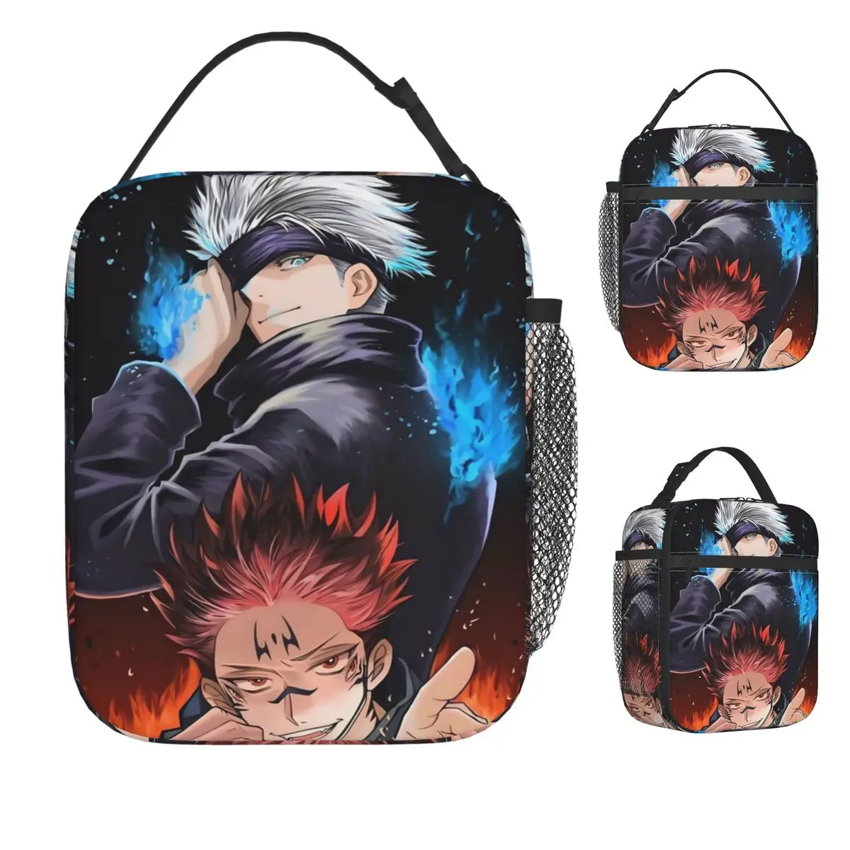 

Satoru Gojo Anime Lunch Bag Japanese Manga Special Grade Teacher Lunch Box Office Portable Thermal Tote Handbags Cooler Bag