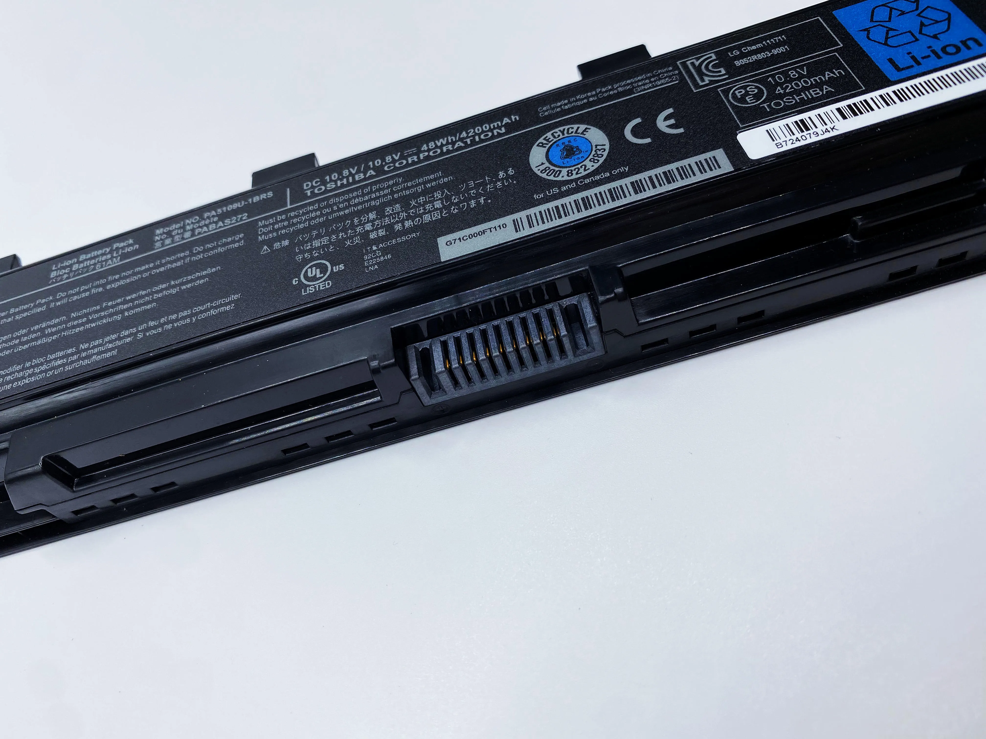 Bateria original do portátil para Toshiba, PA5109U, PA5109U-1BRS, PA5110U, PA5110U, C40, C45, C50, C50D, C55, C55D, C55DT, C55T, C70, série C75DT, PABAS272