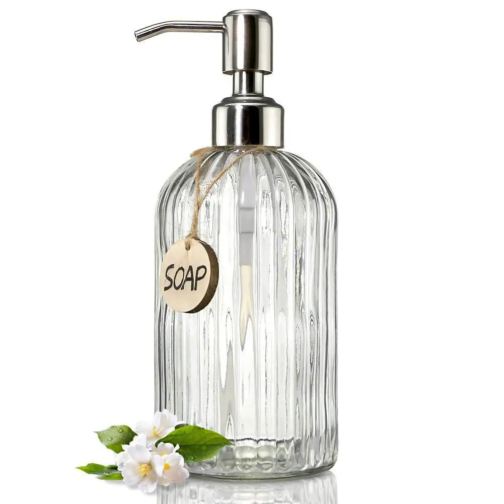 

1pcs Transparent Glass Soap Dispenser Refillable Hand Soap Dispenser Premium Bathroom Soap Dispenser for Bathroom Kitchen Decor