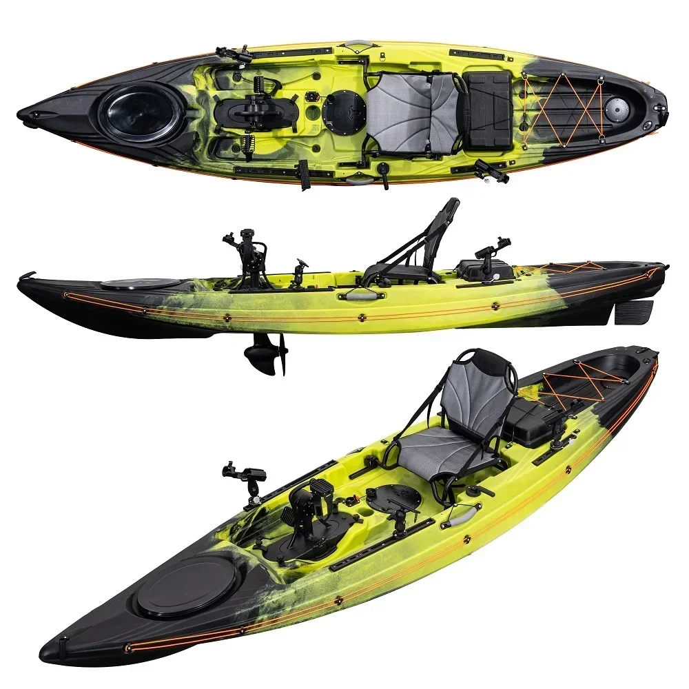 12FT 3.6Meter Single Fishing Kayak Sit on Top Electric Motor and Pedal Kayak Pick Up At The Port