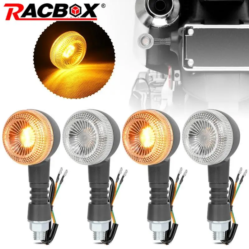 10mm Motorcycle LED Turn Signal Lights Amber Indicator Flasher Clear Shell For Cafe Racer Bobber Chopper Yamaha Suzuki Kawasaki