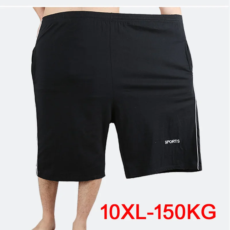 Grands objectifs en coton extensible pour hommes, grande taille, 8XL, 9XL, 10XL, noir, décontracté, sport, ample, été, 50