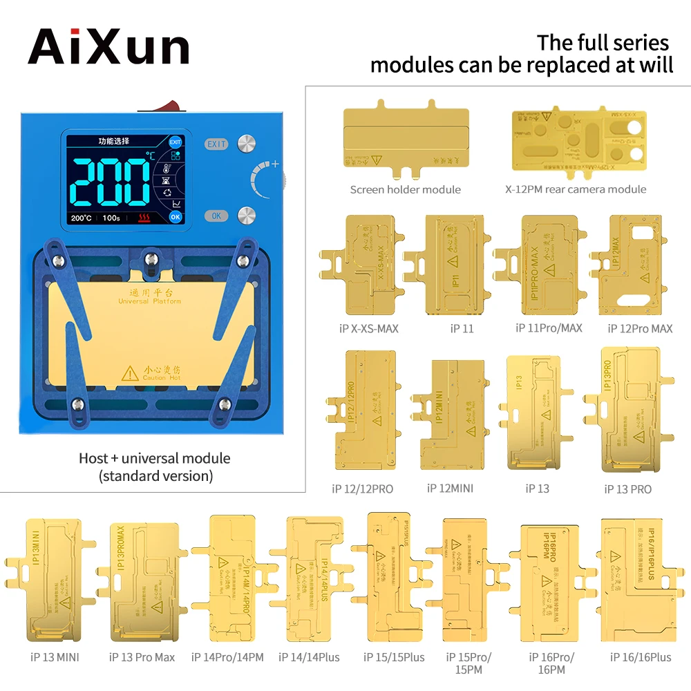 JC Aixun iHeater Pro Lehim Sökme İstasyonu IPhone X-13 14 15 16PM Android Çip IC Kamera Anakart Katmanlı Isıtma Platformu