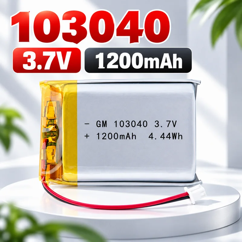 103040 1200mAh 3.7V Rechargeable Li-ion Li-Po Polymer Battery Cell for Bluetooth GPS MP3 Recorder and Compatible Electronics