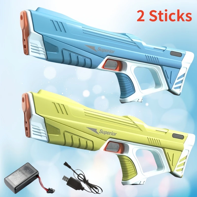 For Kids 2 Sticks Children Electric Water Gun Summer Beach Outdoor Fight Games Induction Absorb Water Full Automatic Water Guns