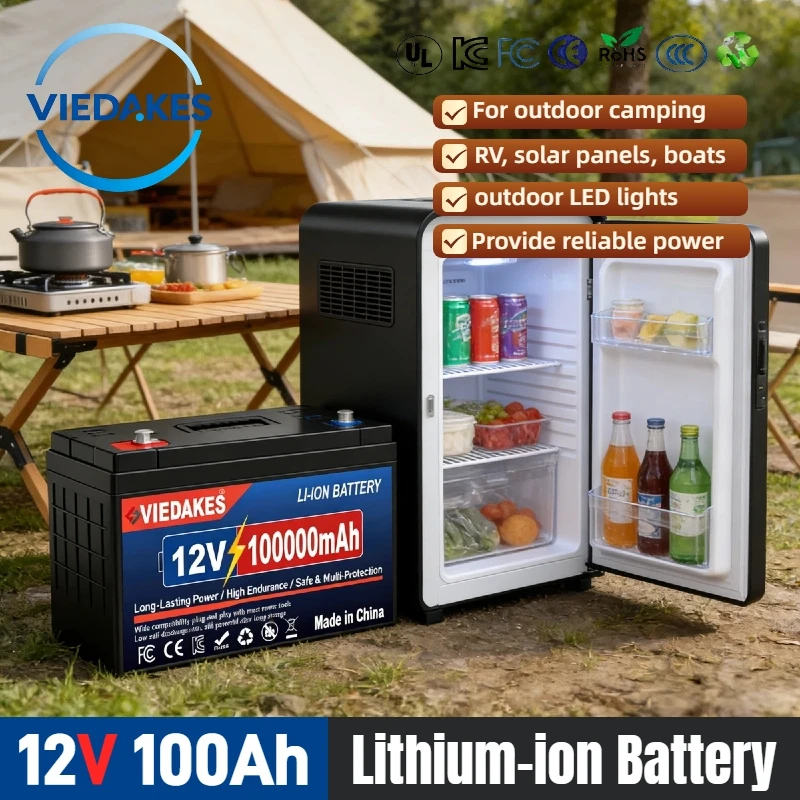 

12v lifepo4 battery 100Ah Rechargeable Lithium Ion Battery - High Efficiency Power for Solar RV Camping Emergency
