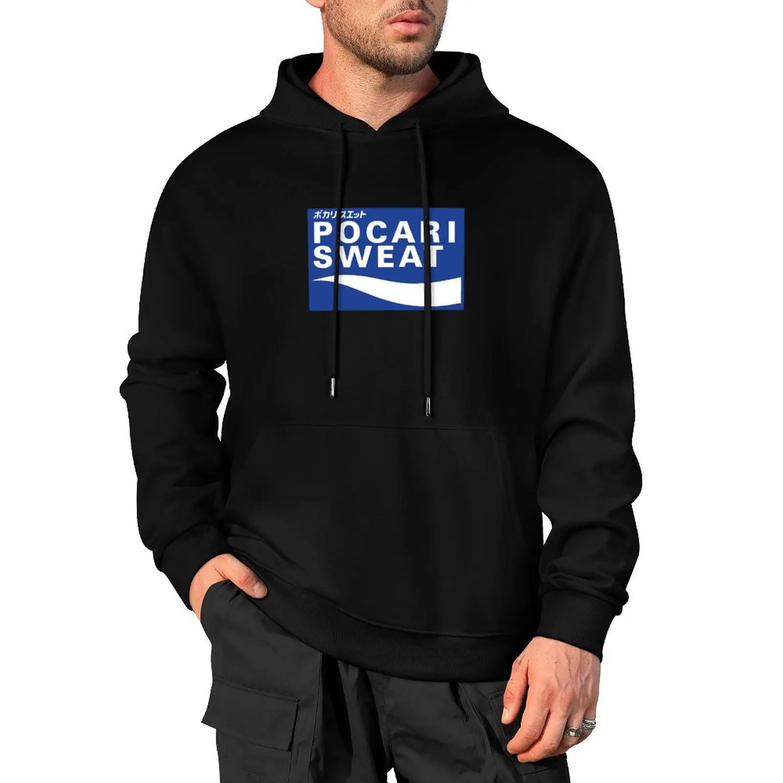 

POCARI SWEAT on blue background Pullover Hoodie mens designer clothes men's autumn clothes hoodie for men