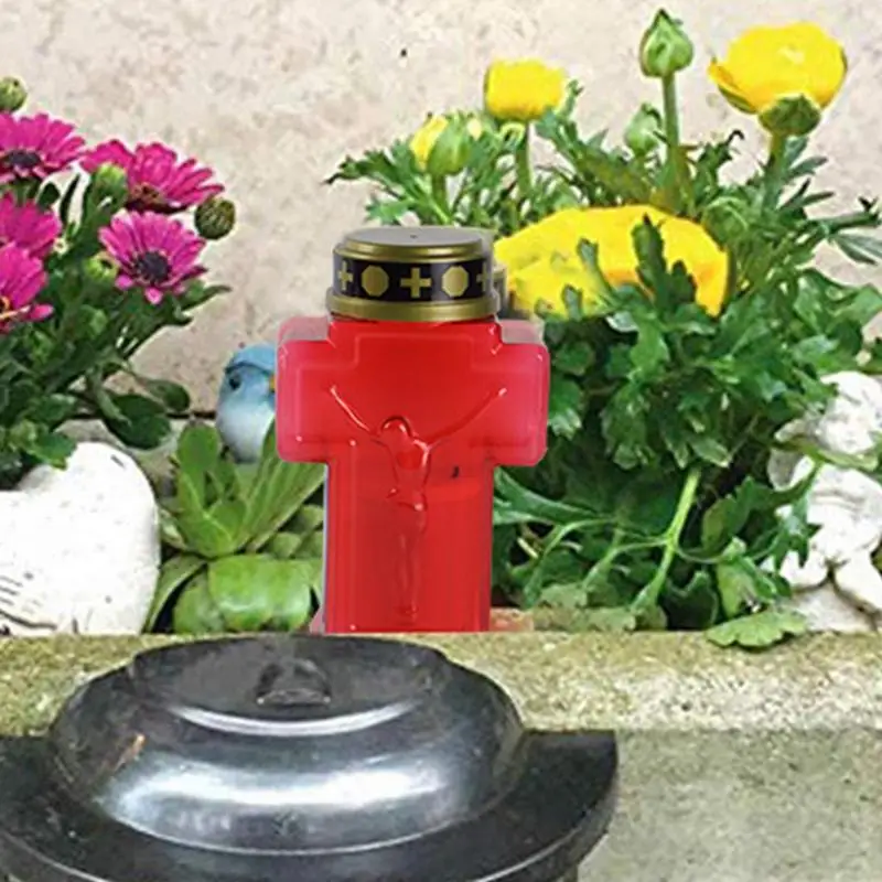 Red Cemetery Candle Red LED Flameless Candle Battery Operated LED Pillar Candles With Control Button For Cemetery Haunted House