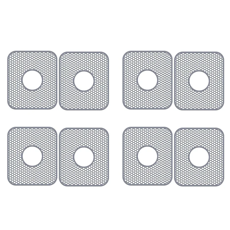 

ABPQ-Silicone Sink Mat, 8 Pack Sink Protectors For Kitchen Sink With Center Drain, Folding Non-Slip Heat Resistant Sink Mat