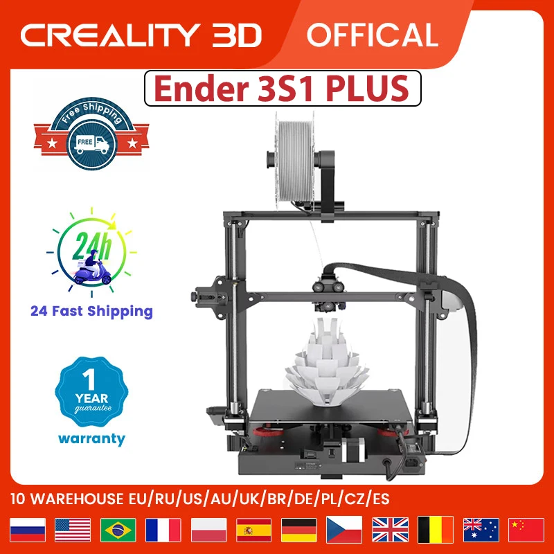 Creality Official Ender-3S1 PLUS 3D Printer 32Bit Silent CR Touch Build Volume Sprite Dual-Gear Direct Extruder 4.3-inch Kits