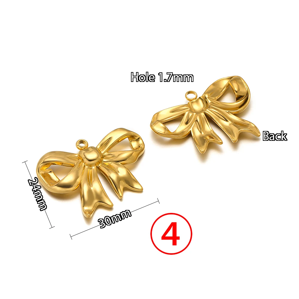 5 Stück Edelstahl-Schleifenanhänger, niedliche Mode-Sommer-Serie, schlichter Stil, Anhänger für Halsketten, Ohrringe, handgemachter DIY-Schmuck – Detail 6