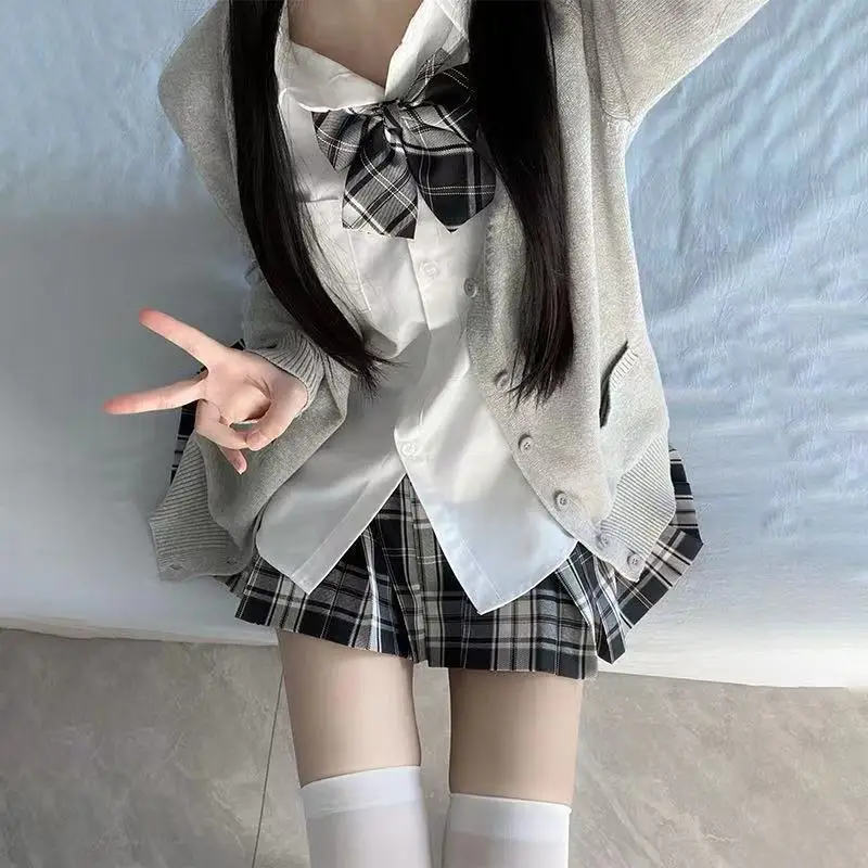 Original Pure Desire JK Uniform Set School Style Shirt Waist Cinching Slimming Student School Uniform Shirt Pleated Skirt Sex
