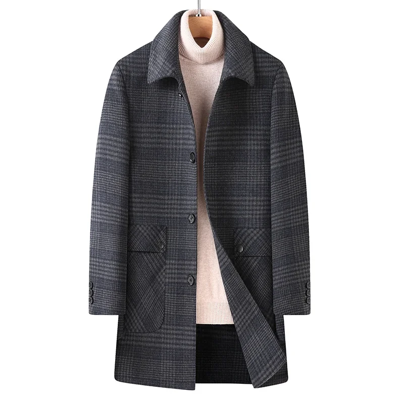 New men's mid-length coat business casual all matching woolen down coat autumn and winter men exclusive retro three-dimensional