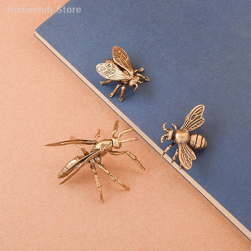 Figurines de libellule d'abeille en laiton, ornement Miniature en cuivre Antique, Simulation d'insecte, artisanat, décoration de la maison