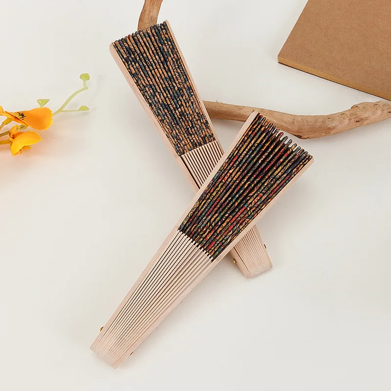 Portuguese Cork Fan Advanced  Retro Folding Fan Makeup Hand Held Fan Bohemian Style Wooden Folding Fan Home Decoration