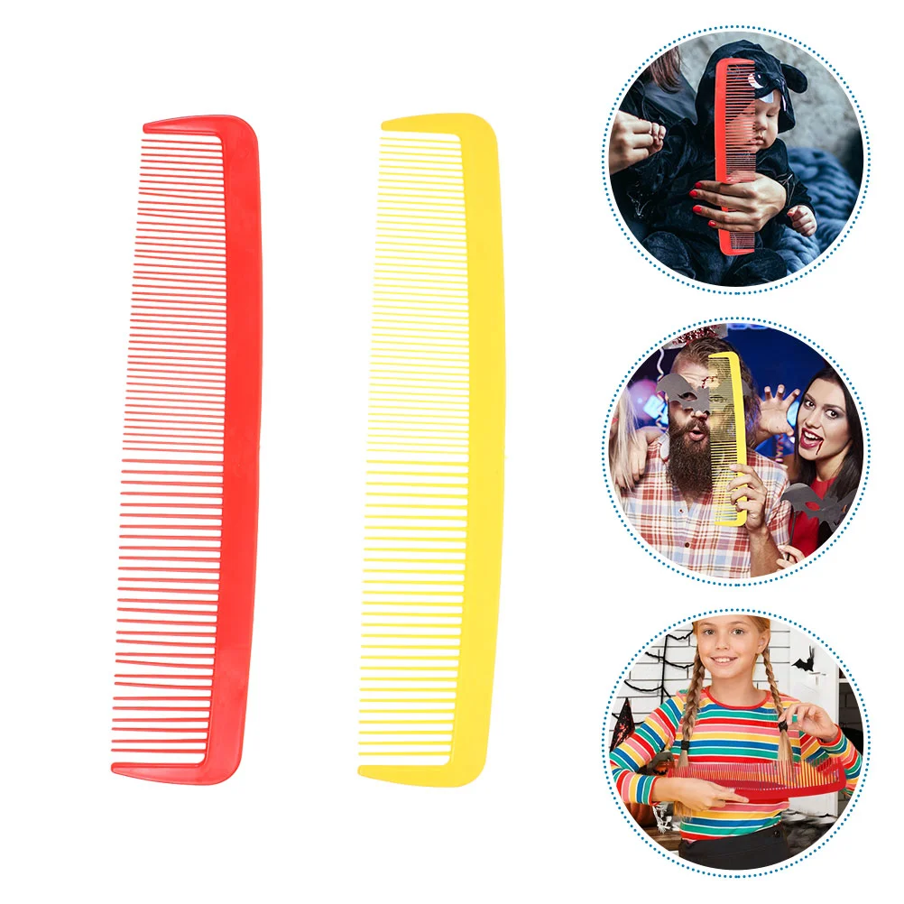 

2 Pcs Funny Giant Comb Comedy Costume Kits Barber Prop Tangle Clown Apparel Halloween Big Toothbrush Man