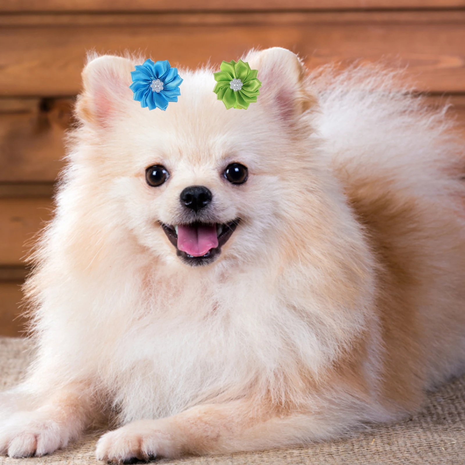 

40 Pcs Hair Ribbons Pet Ring Headdress Dog Bow Flower Bows Accessories for Dogs Small