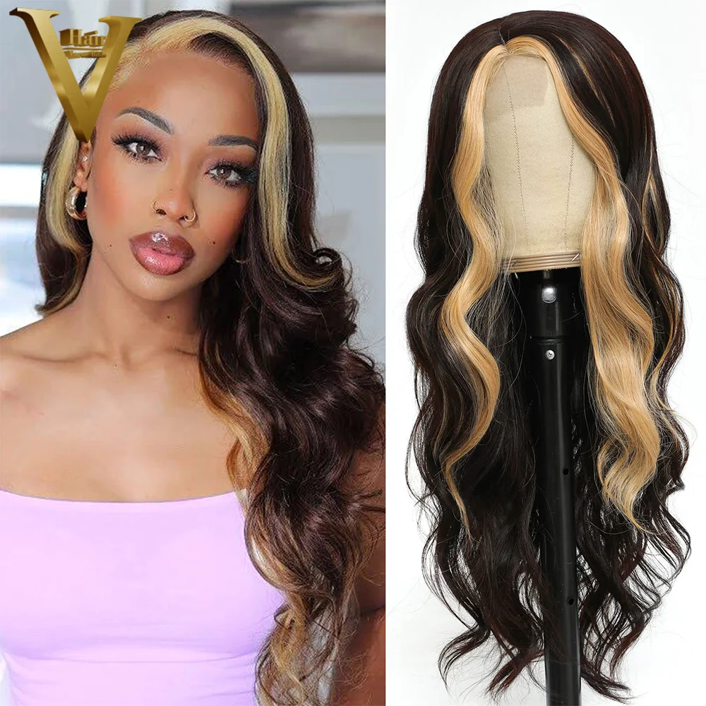 

13×4 Blonde and Black Highlight Body Wave Wig Prepluck HD Transparent Lace Front Wigs For Black Women Brazilian Human Hair Wigs
