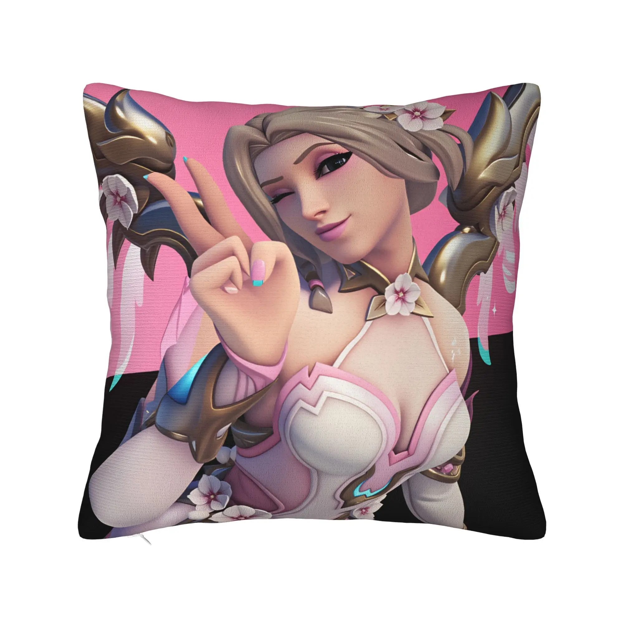 Overwatch Mercy Pillow Cover  Soft Cushion Cover Cute Funny Pillow Case For Sofa Car Home Decor
