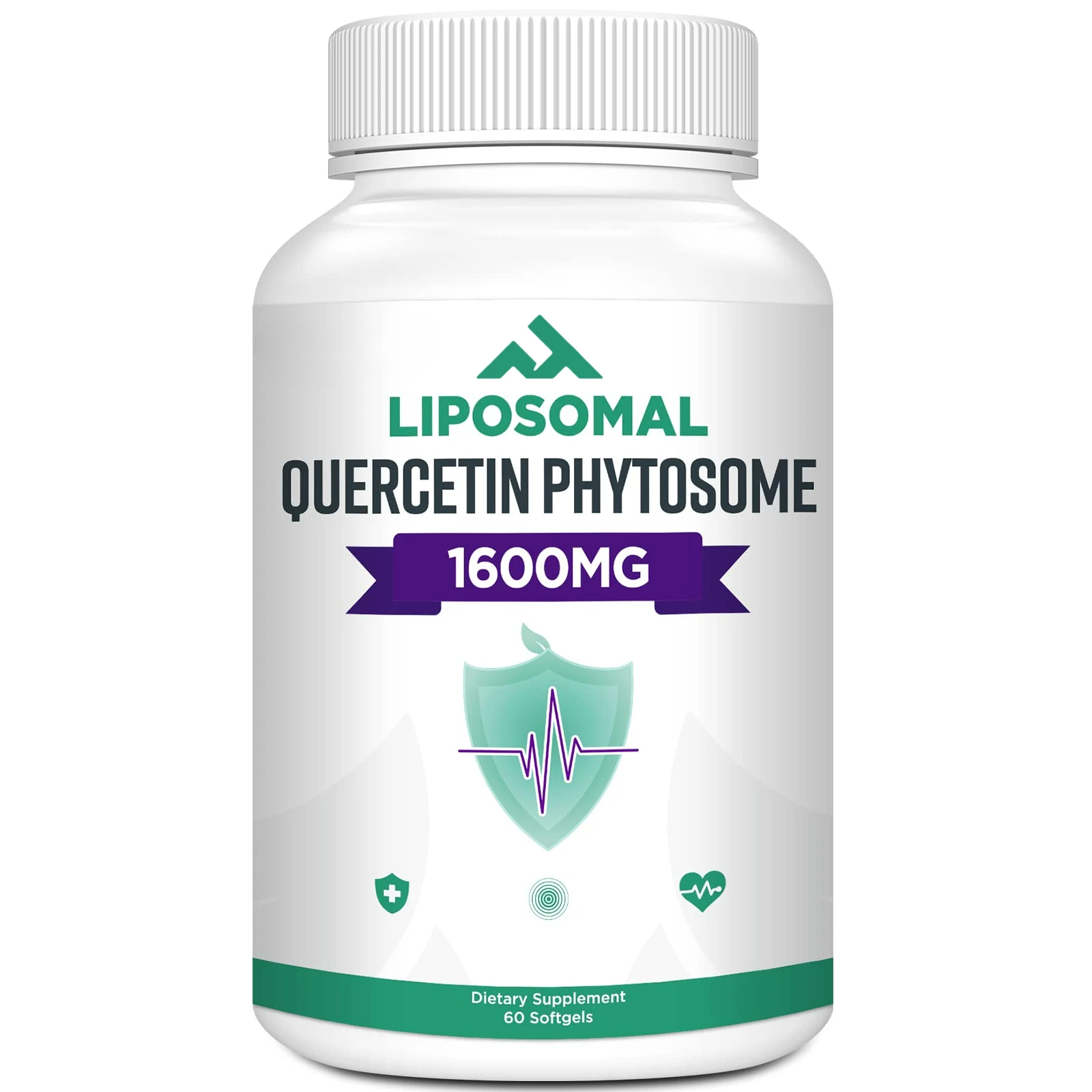 Liposome Quercetin Plant Body 1600mg, Bromelain 200mg, Zinc 30mg, Vitamin C Turmeric 40mg, Highest Absorption, 60 Soft Capsules