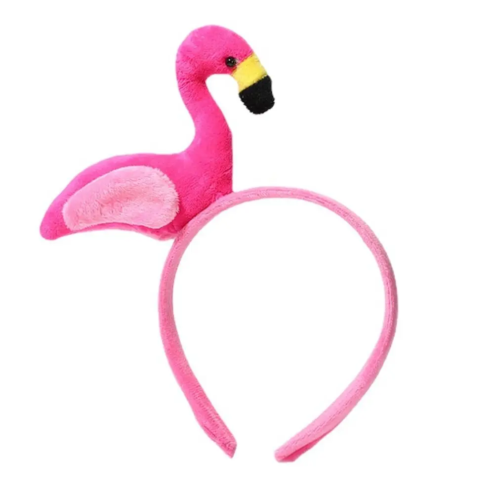 Diadema de peluche con diseño de flamenco, estilo coreano, para lavarse la cara, accesorio para el cabello, ideal para fotografía.
